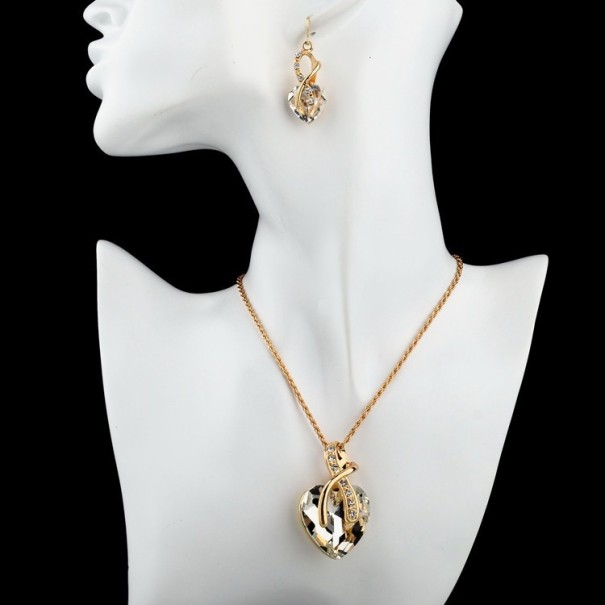 Collar y pendientes en forma de corazón J721 blanco