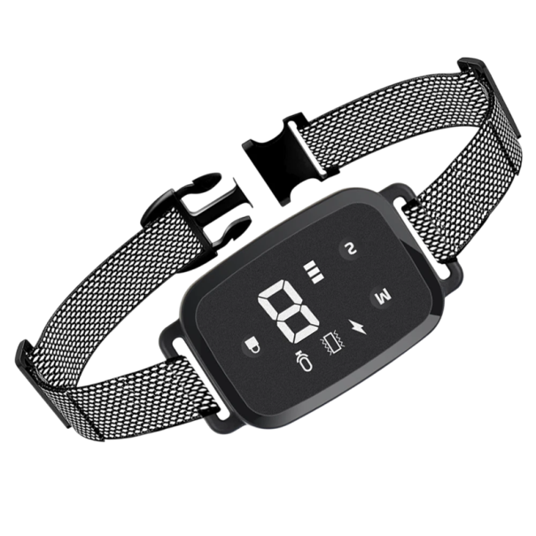 Collare antiabbaio intelligente per cani con display HD Ricaricabile impermeabile IP67 Collare da addestramento Suono Vibrazione Scossa Senza telecomando bianco