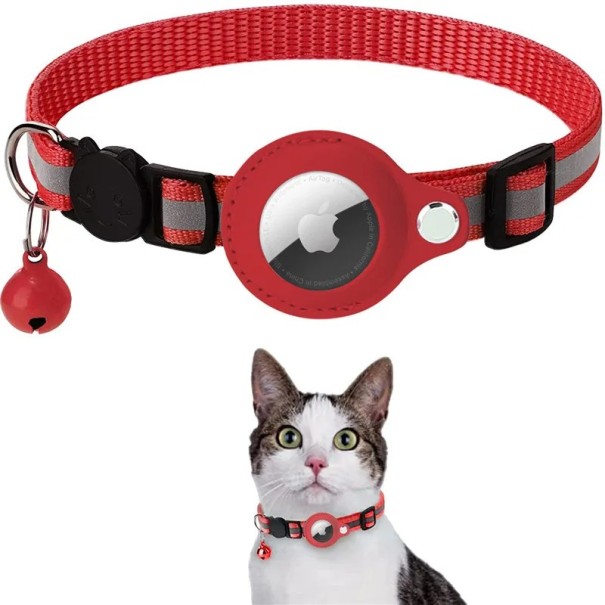Collare di sicurezza per gatti con supporto per chip di localizzazione Collare riflettente regolabile con campanellino 22–32 cm rosso