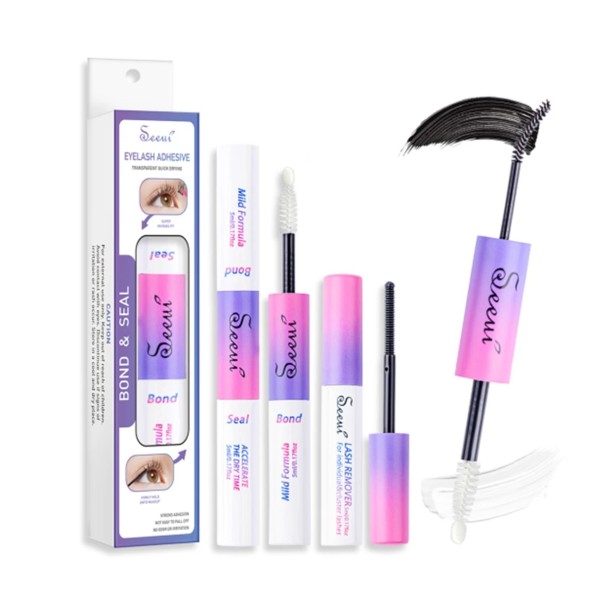 Colle et fixateur pour faux cils 2 en 1 Fixation forte Effet durable Outil pour l'application de cils prolongés 1