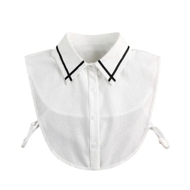 Colletto falso per donne bianco con striscia nera Colletto rimovibile elegante Accessorio di moda per maglione, camicetta o vestito 1