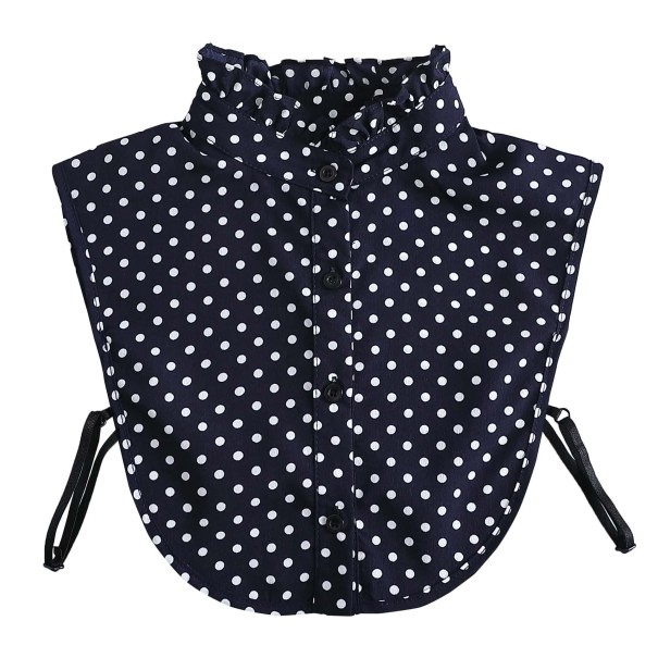 Colletto finto arricciato per donne con pois Colletto rimovibile elegante Colletto decorativo per maglioni bluse abiti nero