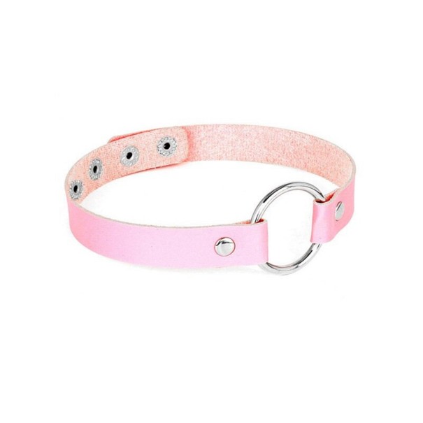 Collier à bande pour femme avec anneau rose clair