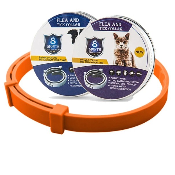 Collier anti-puces et anti-tiques pour chiens 63 cm orange