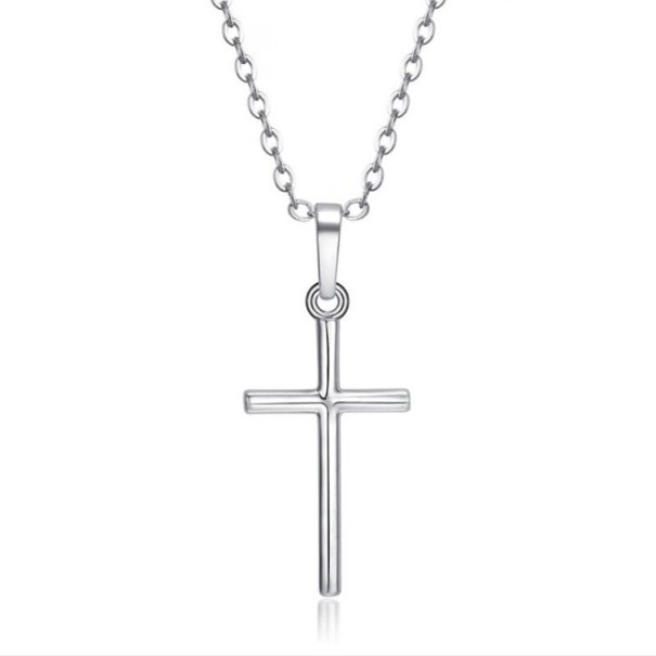 Collier avec croix argenté