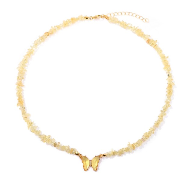 Collier avec papillon et pendentif en citrine 22 x 17 mm pierres jaunes chaîne en couleur or alliage de zinc Pour une fête un mariage ou en cadeau 1