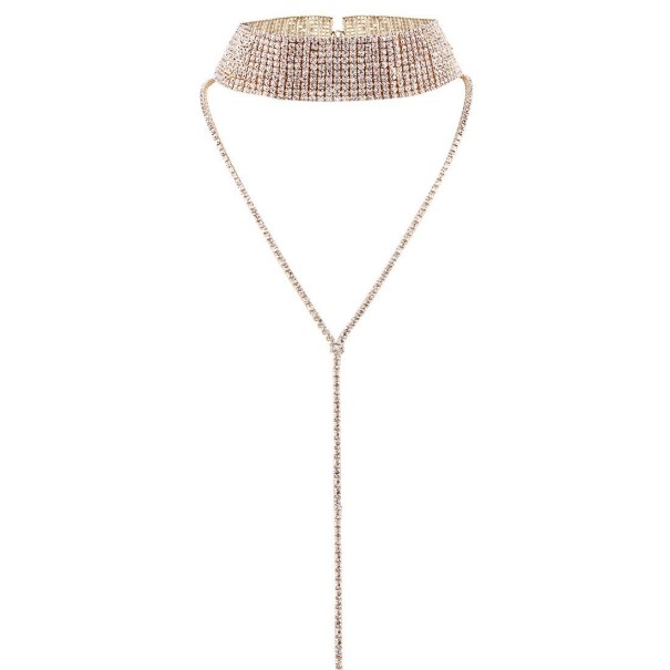 Collier choker pour femmes avec pierres doré
