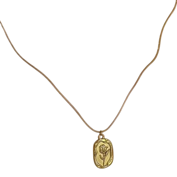 Collier doré romantique en alliage de zinc Pendentif vintage Bijou boho simple et élégant pour femmes Cadeau stylé doré