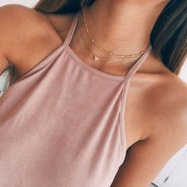 Collier double cœur pour femmes J126 doré