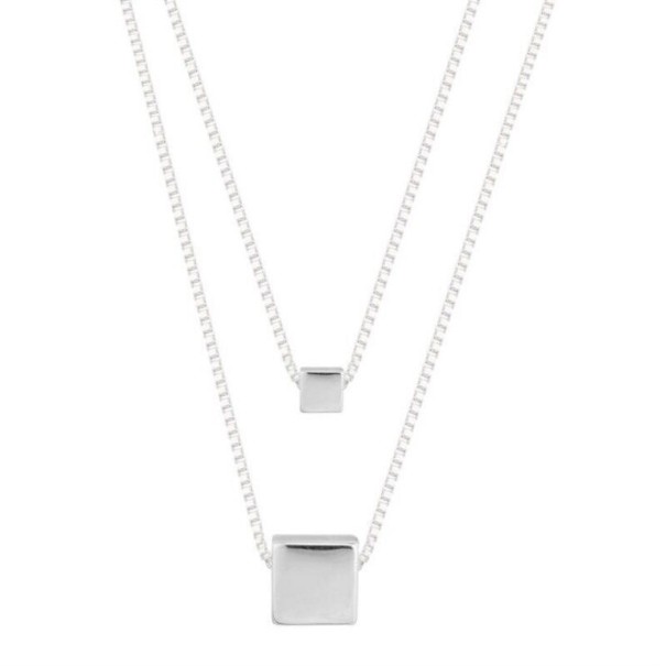 Collier double pour femme avec cube 1