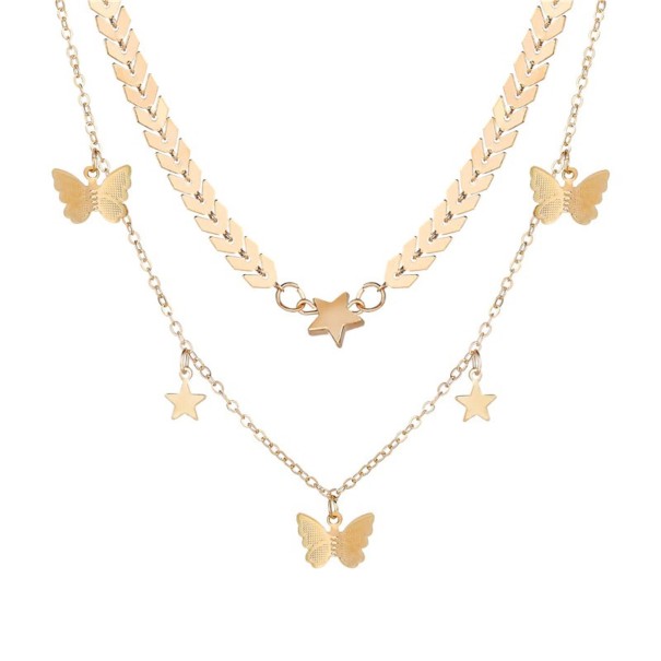 Collier double pour femmes avec des papillons G809 1