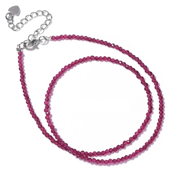 Collier en cristaux taillés perles 2 mm longueur 40 cm chaîne ajustable en couleur argent en alliage de zinc Pour femmes et hommes rouge