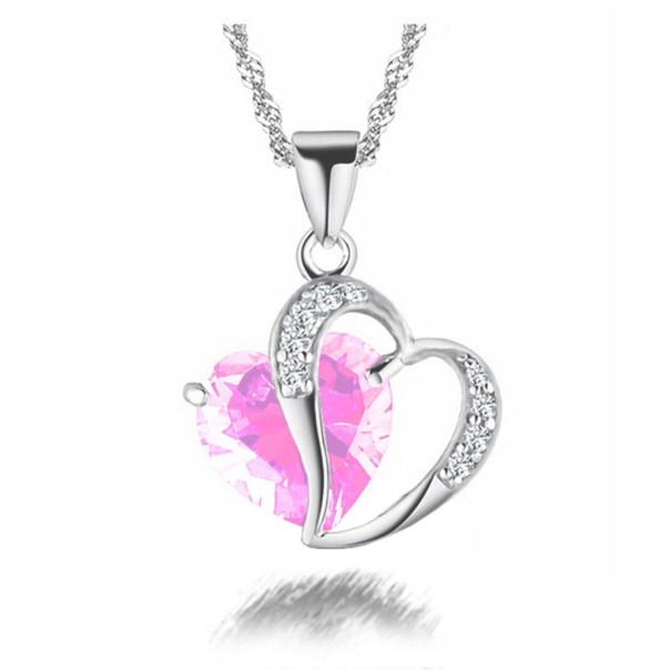 Collier en forme de cœur pour femme rose