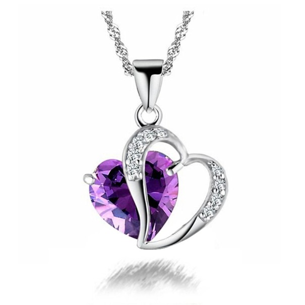 Collier en forme de cœur pour femme violet