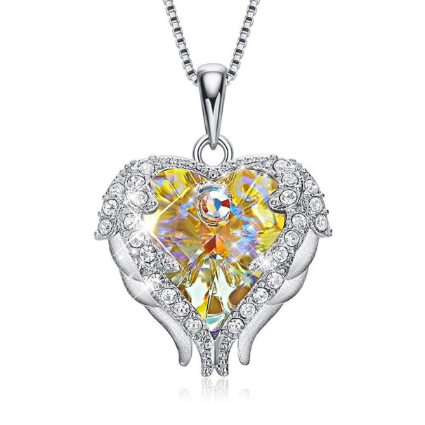 Collier femme avec des ailes d'ange jaune
