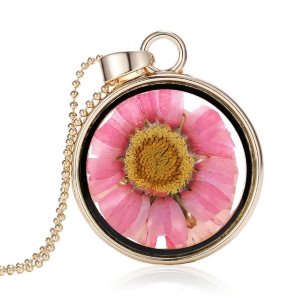 Collier femme avec fleur dans un cercle 10
