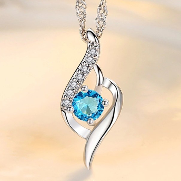Collier femme avec pendentif D403 bleu