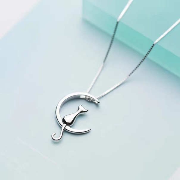 Collier femme chat sur la lune 1