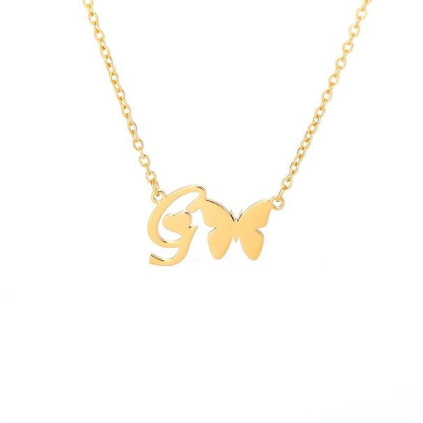 Collier femme lettre et papillon G