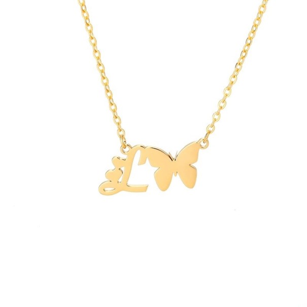 Collier femme lettre et papillon L