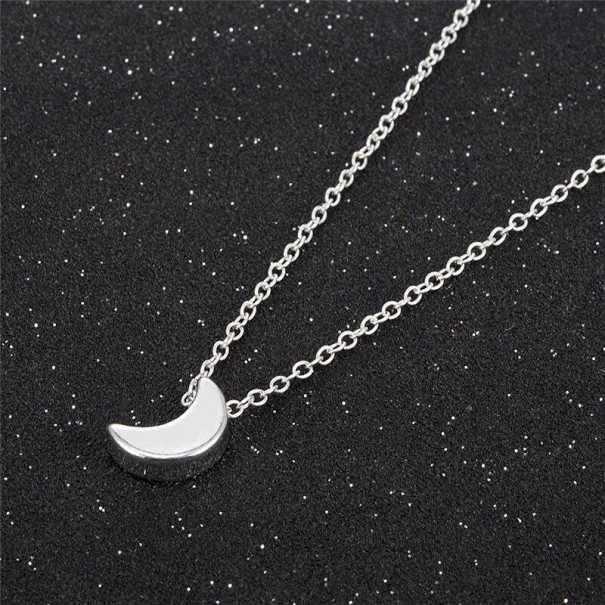 Collier femme lune argenté