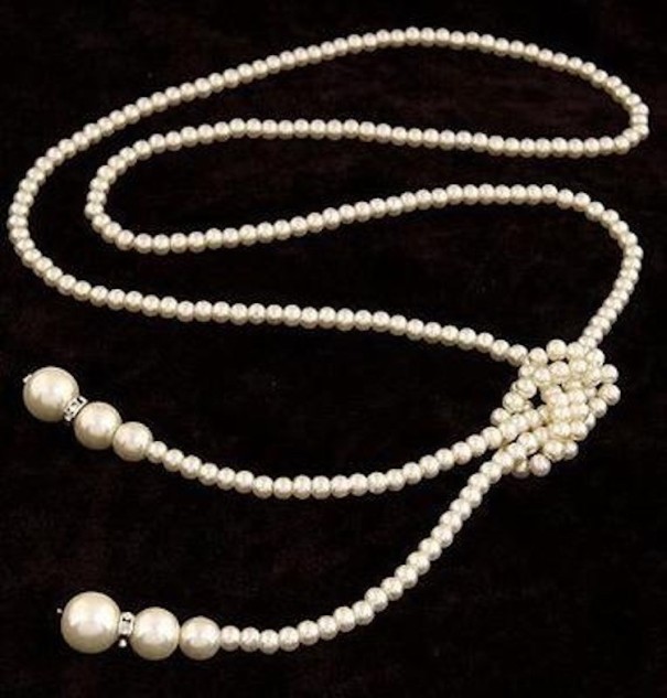 Collier long en perles pour femmes avec nœud D110 1