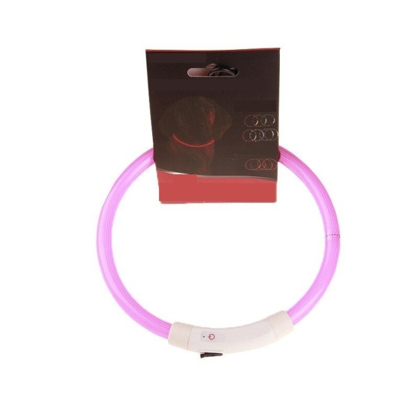 Collier lumineux pour chiens rose L