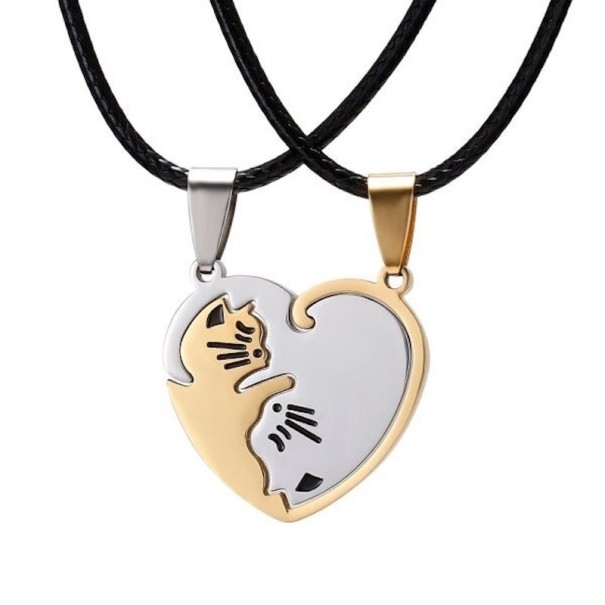 Collier pour couples chat doré
