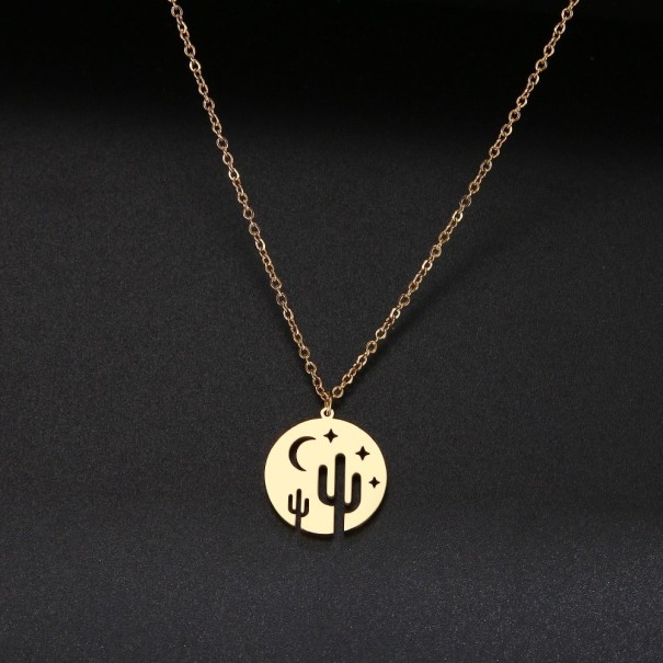 Collier pour femme avec cactus doré