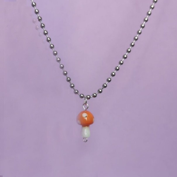 Collier pour femme avec champignon D400 orange 2