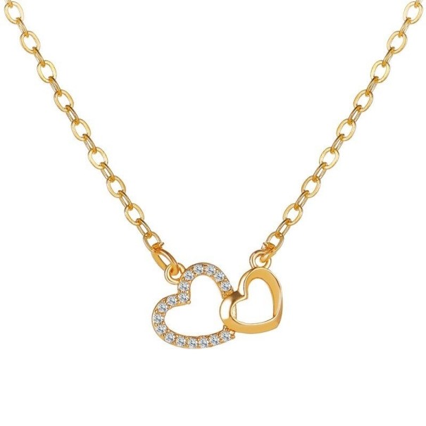 Collier pour femme avec pendentif cœur entrelacé doré