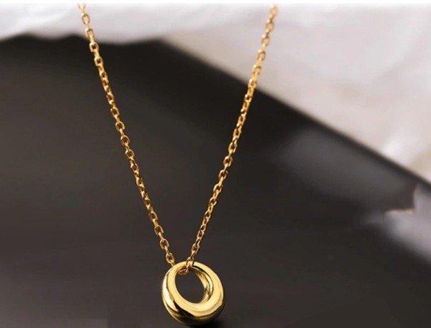 Collier pour femme avec pendentif rond D570 doré