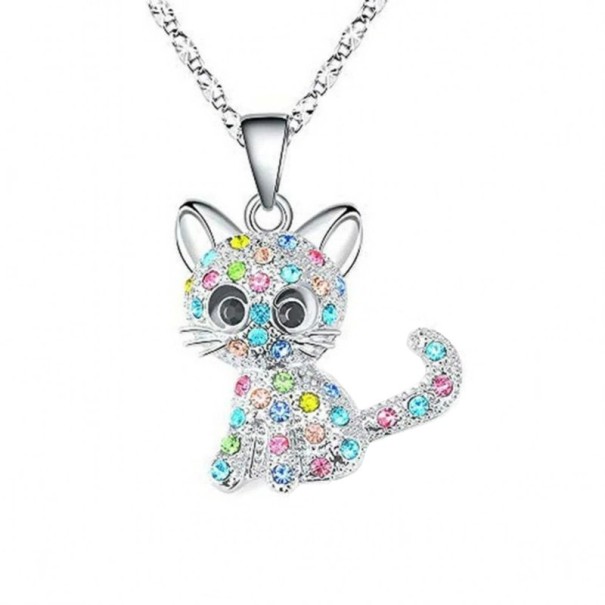 Collier pour femme avec un chat D362 multicolore