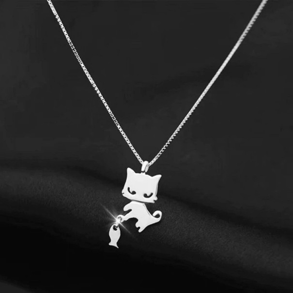 Collier pour femme avec un chat et un poisson 1