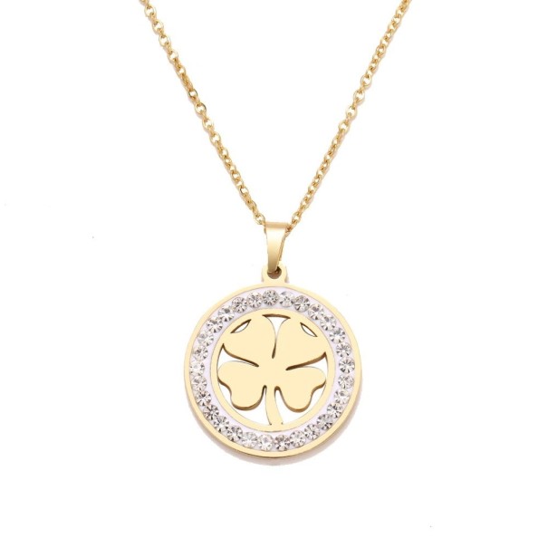 Collier pour femme avec un trèfle D229 doré