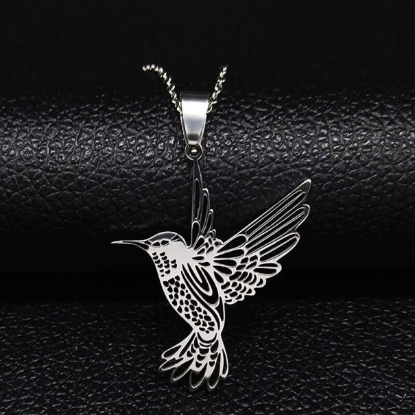 Collier pour femme colibri argenté
