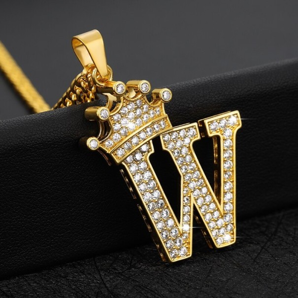 Collier pour femme lettre avec couronne W