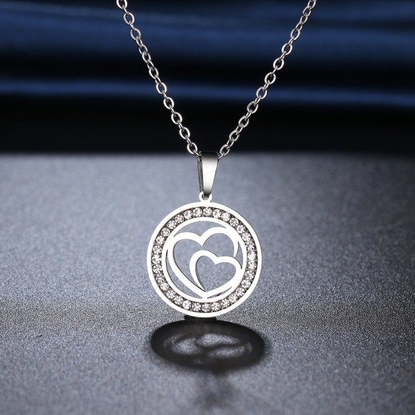 Collier pour femmes avec des cœurs D272 argenté