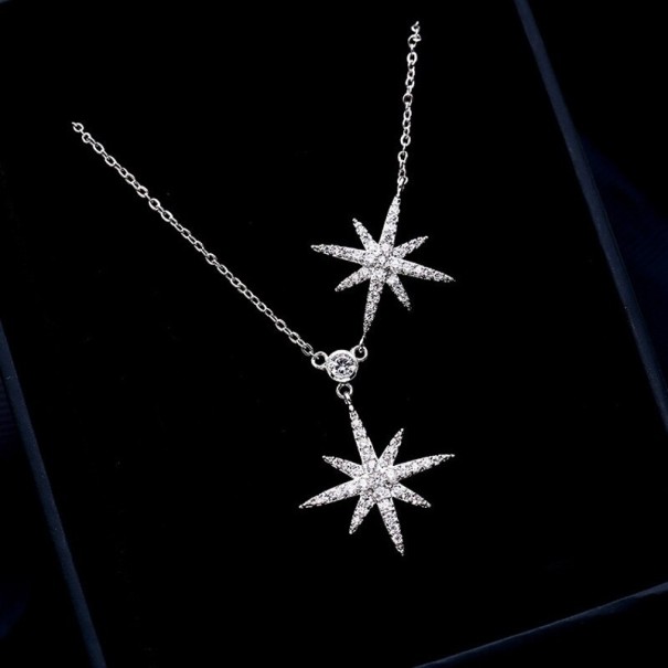 Collier pour femmes avec des étoiles D586 argenté 2