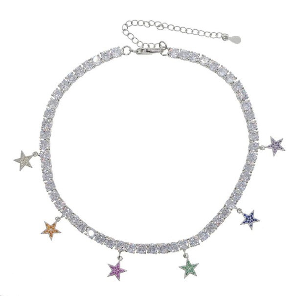 Collier pour femmes avec des étoiles G795 argenté
