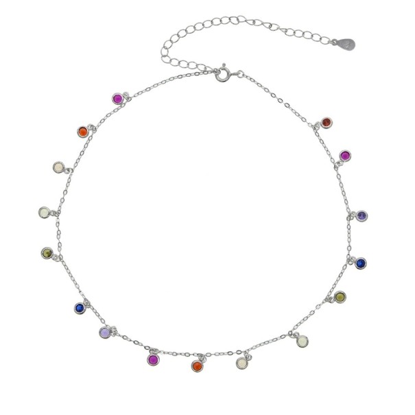 Collier pour femmes avec des pierres colorées argenté