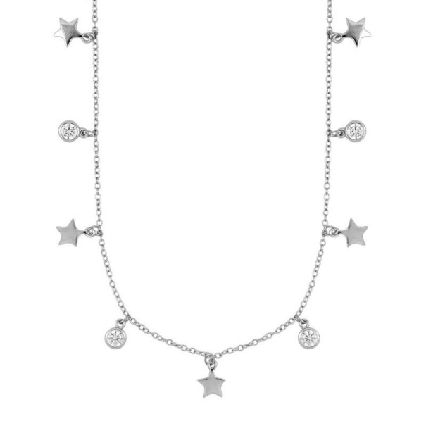 Collier pour femmes avec des pierres et des étoiles argenté