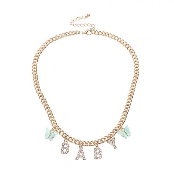 Collier pour femmes avec inscription et papillons 3