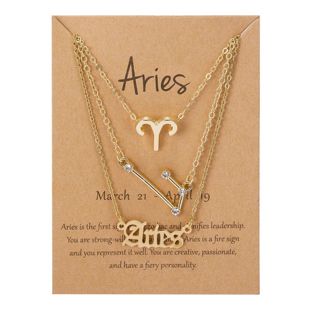 Collier pour femmes signes du zodiaque 3 pcs doré 2