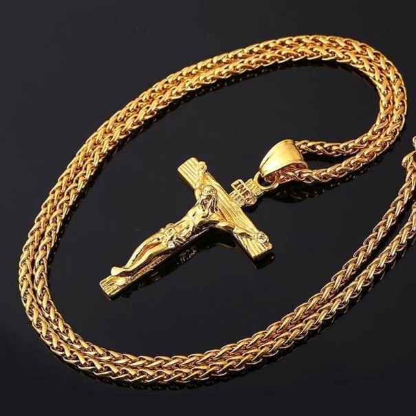 Collier pour homme avec croix doré
