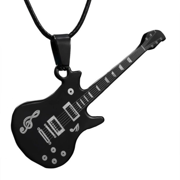 Collier pour homme avec guitare noir
