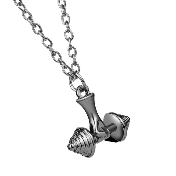 Collier pour homme avec haltère noir