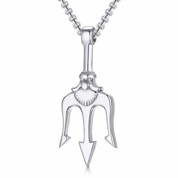 Collier pour homme Trident de Neptune argenté