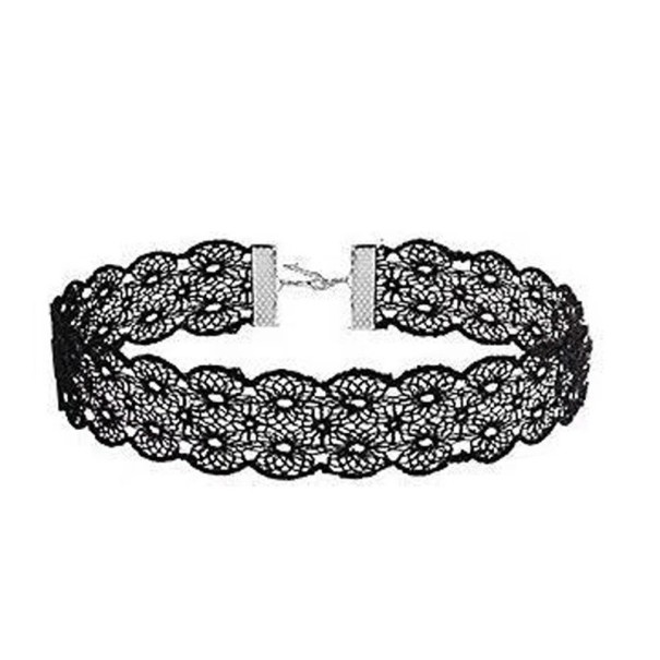 Collier ras de cou en dentelle pour femme avec fermoir 32 + 5 cm, accessoire en dentelle noire à motif pour un usage quotidien et des occasions sociales 1