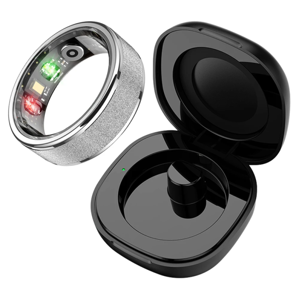 COLMI R10 Smart Ring mit Schlafsauerstoff- und Kalorienmessung, wasserdichter Titanring mit Gehäuse, Schrittzähler, Fitnesszubehör silbern 12